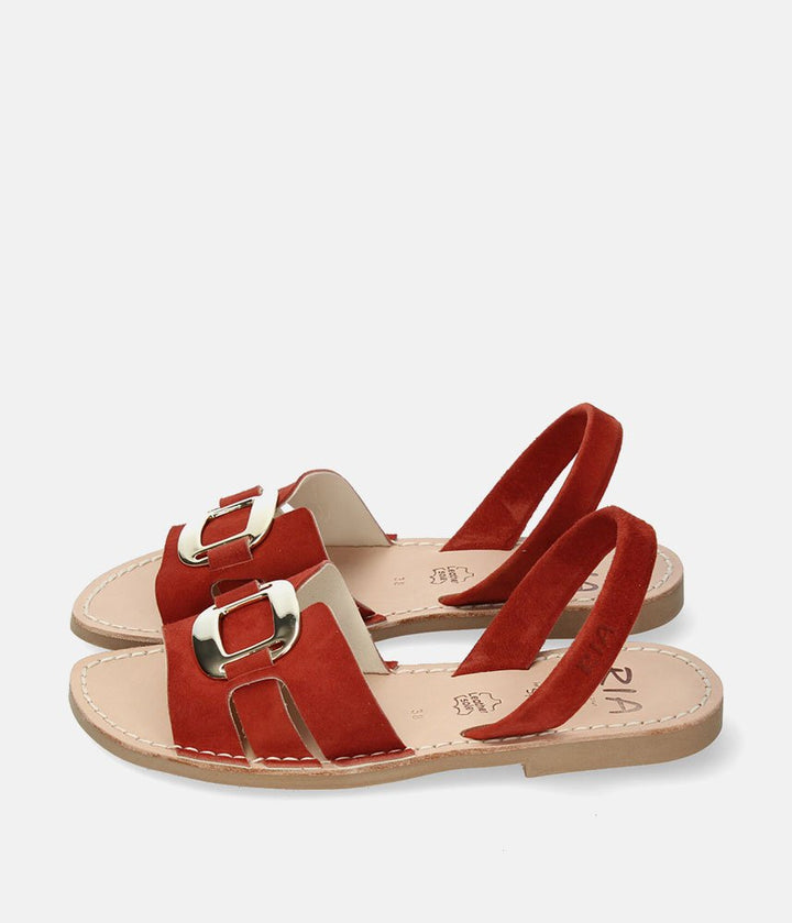 Ria Chic Red Suede Sandals