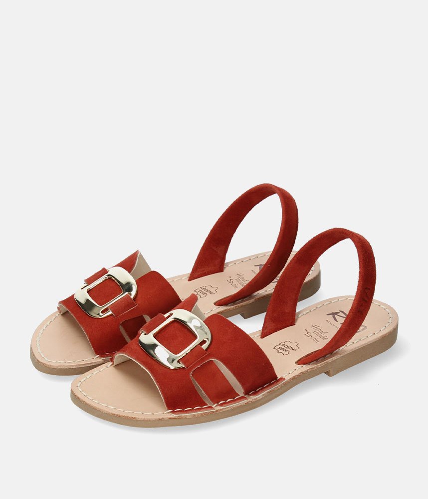 Ria Chic Red Suede Sandals
