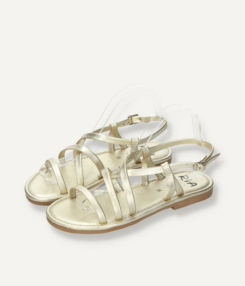 Ria Elegant Strappy Gold Sandals