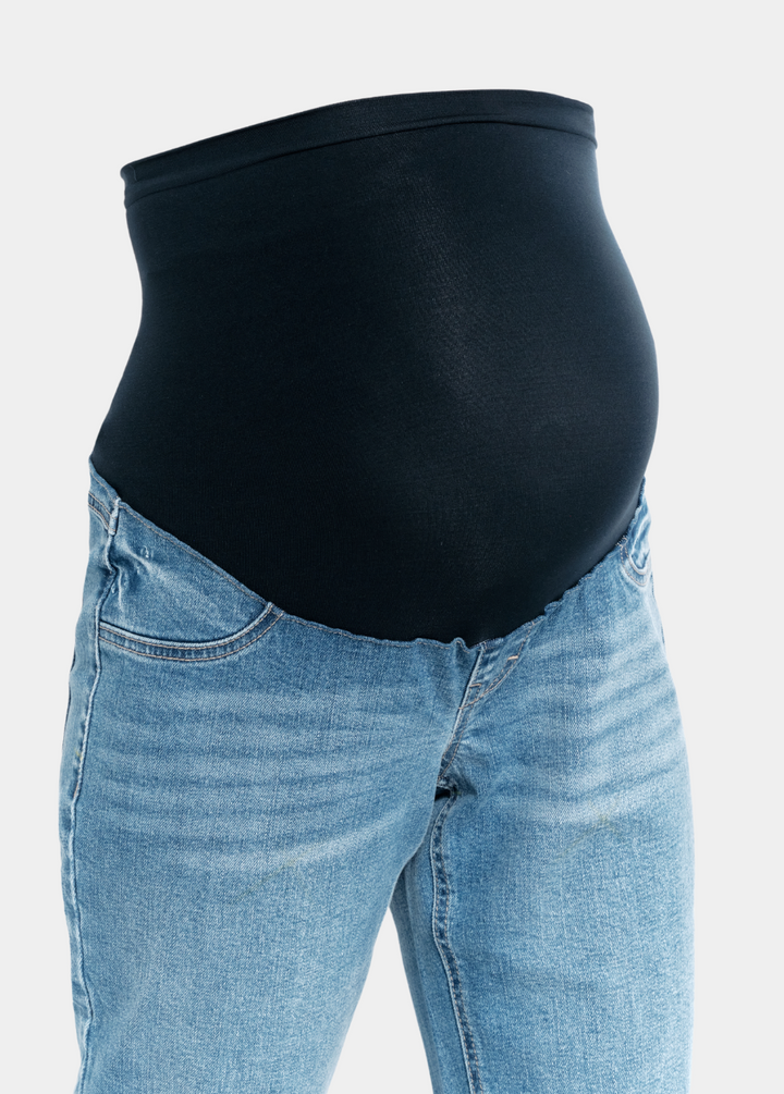 Maternity 32” Straight Leg Jeans with Fray Hem - Samuel