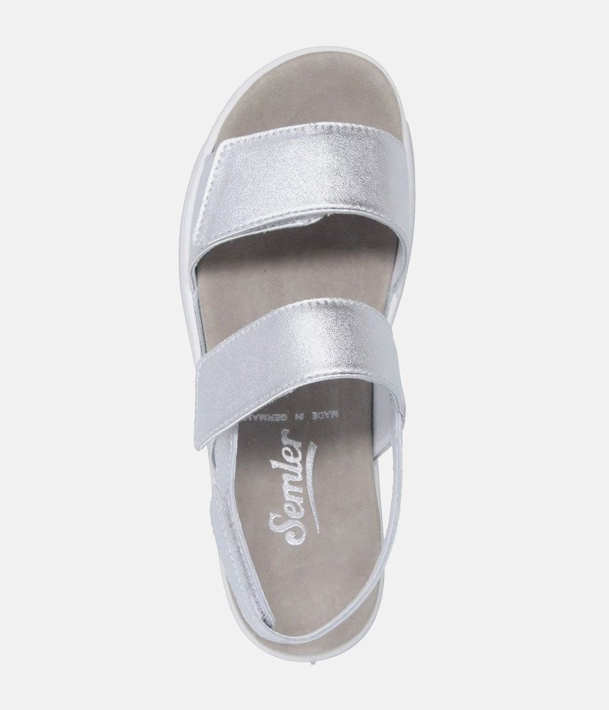Semler Fashionable Quilted Metallic Silver Wedge Sandals