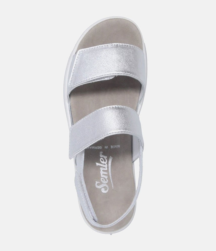 Semler Fashionable Quilted Metallic Silver Wedge Sandals