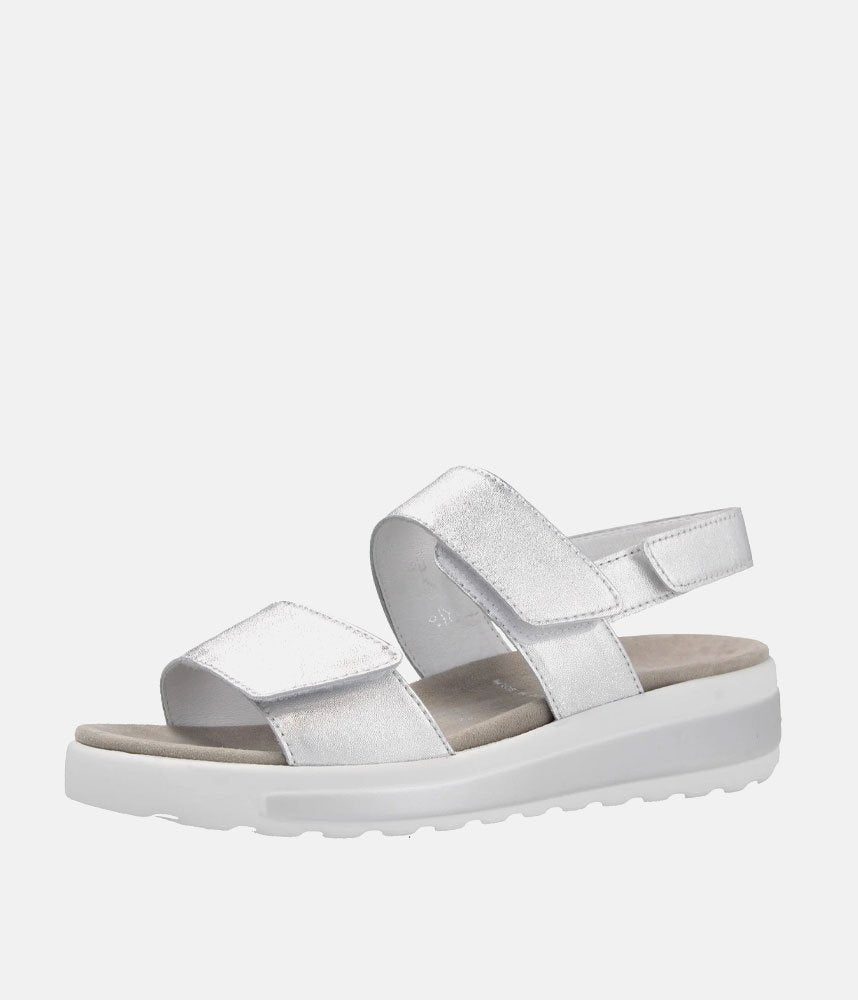 Semler Fashionable Quilted Metallic Silver Wedge Sandals