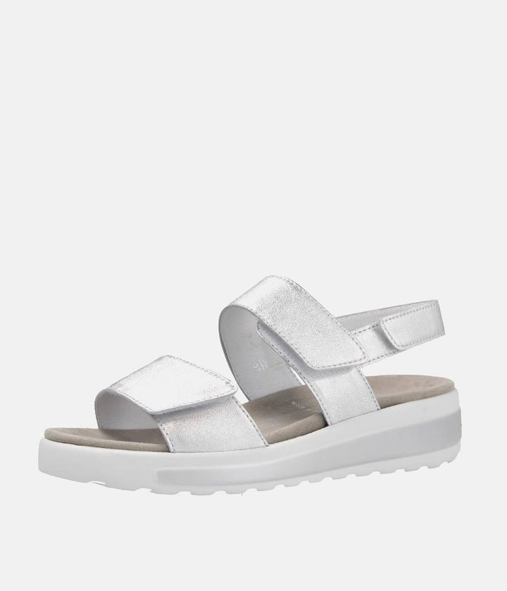 Semler Fashionable Quilted Metallic Silver Wedge Sandals