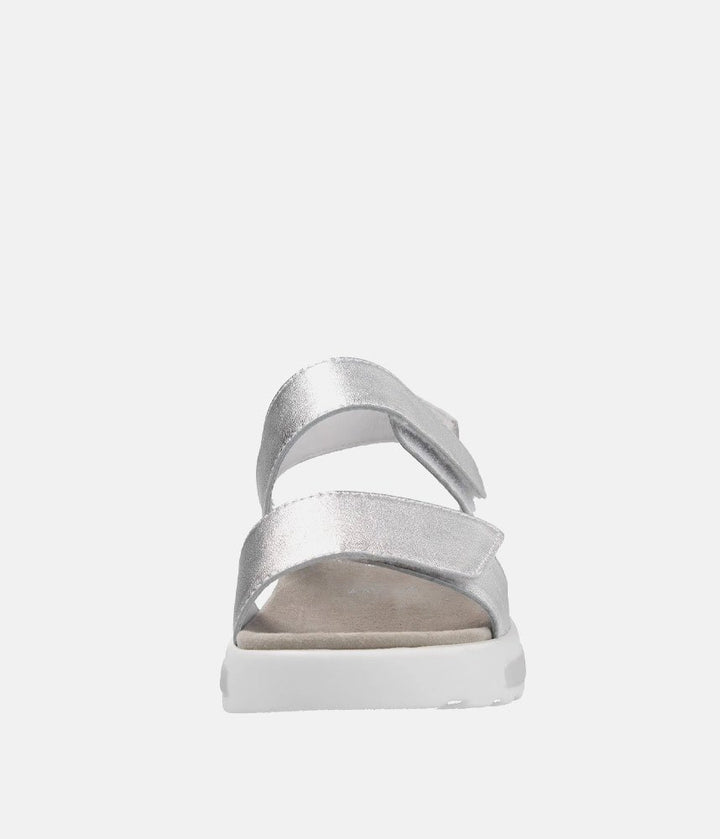 Semler Fashionable Quilted Metallic Silver Wedge Sandals