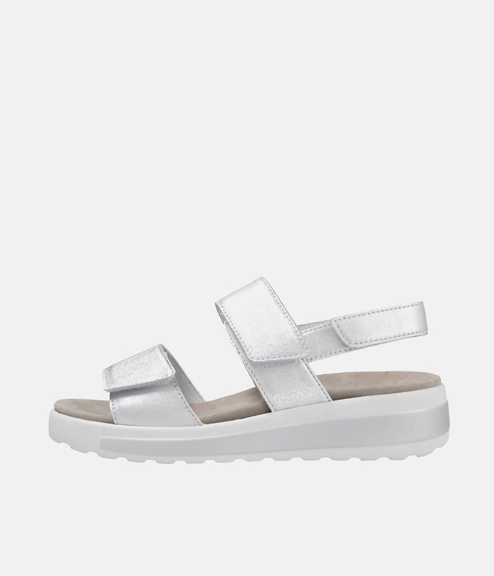 Semler Fashionable Quilted Metallic Silver Wedge Sandals