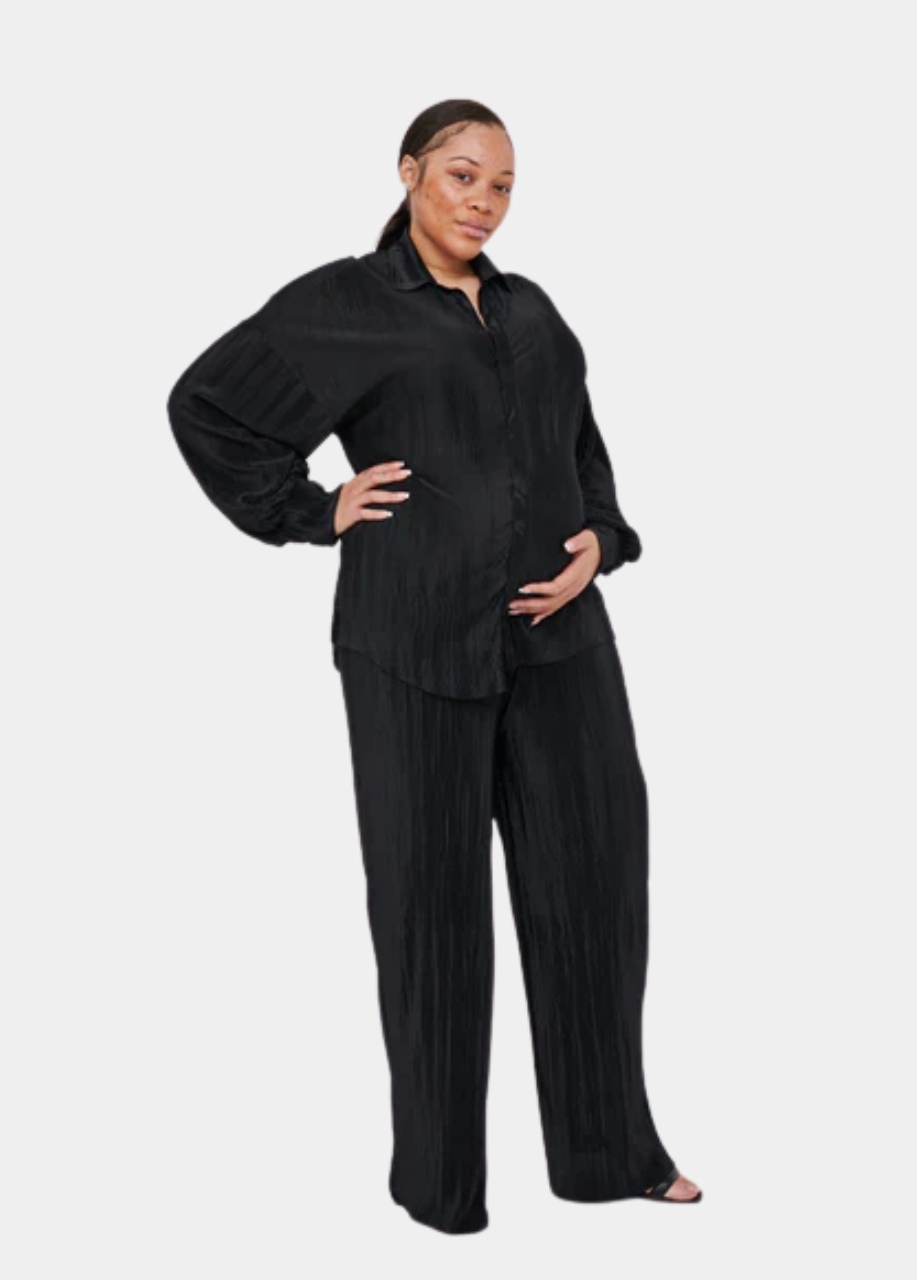 Kaia Tall Maternity Plisse Trouser - Black (Trousers Only)