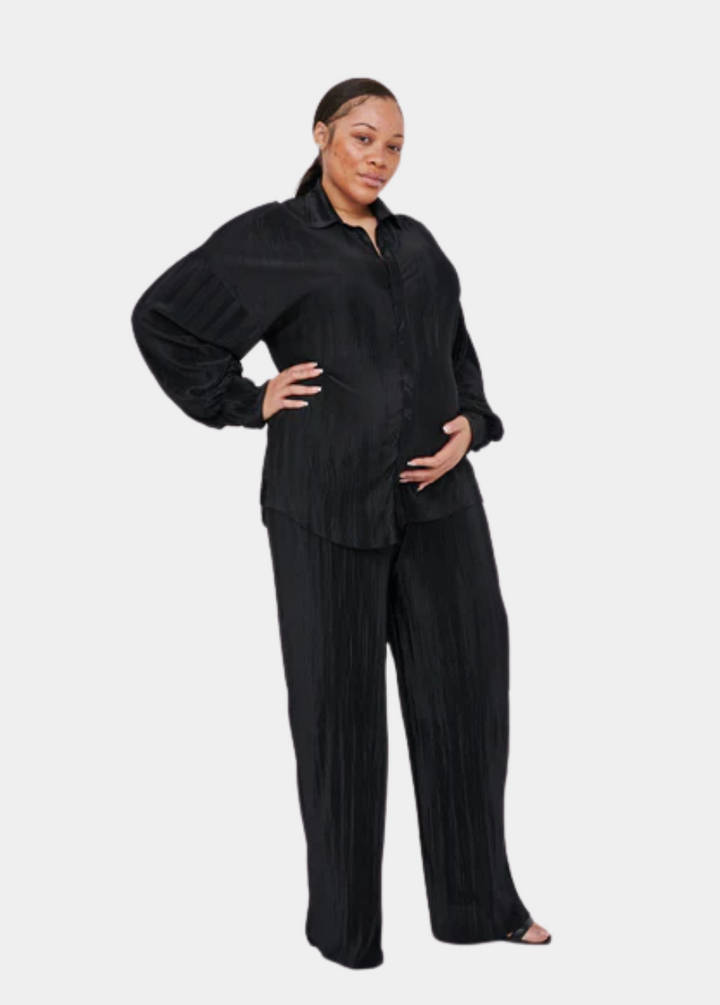 Kaia Tall Maternity Plisse Trouser - Black (Trousers Only)