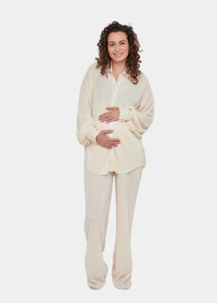 Kaia Tall Maternity Plisse Trouser - Cream (Trousers Only)