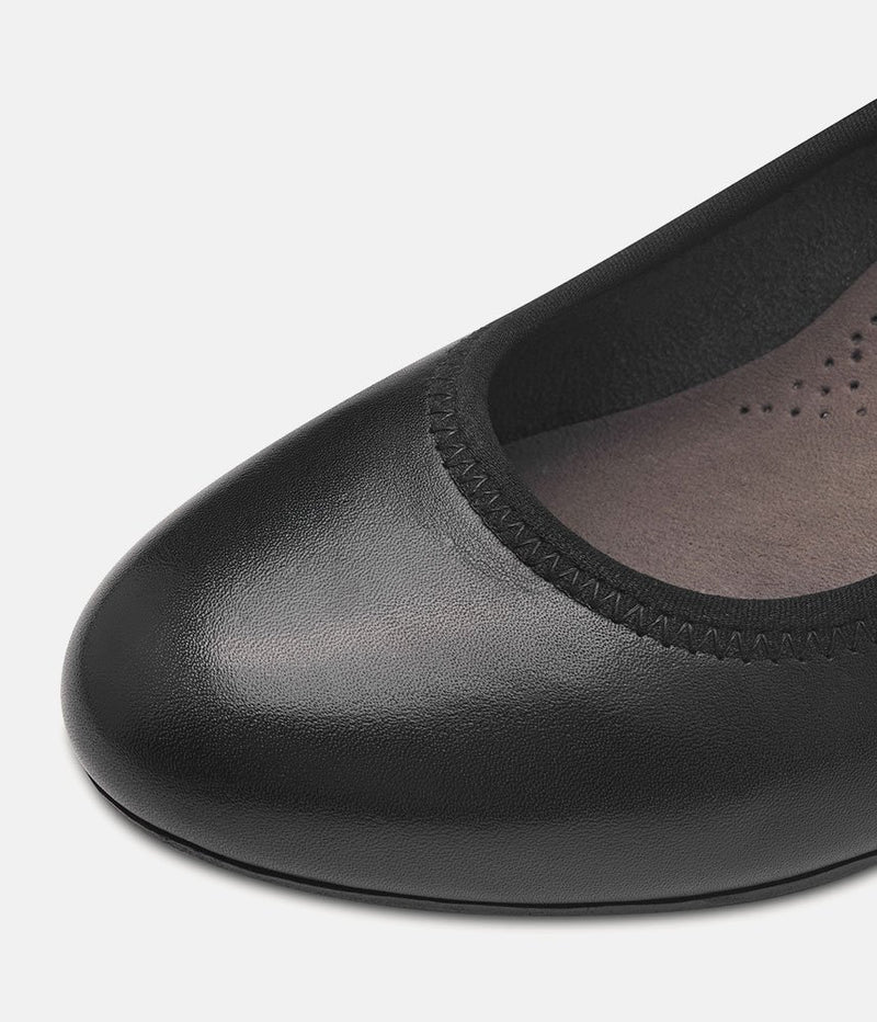 Tamaris Versatile Black Leather Wide Fit Court Shoes Tall Size