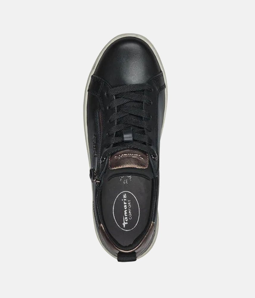 Tamaris Comfortable Black Leather Trainers