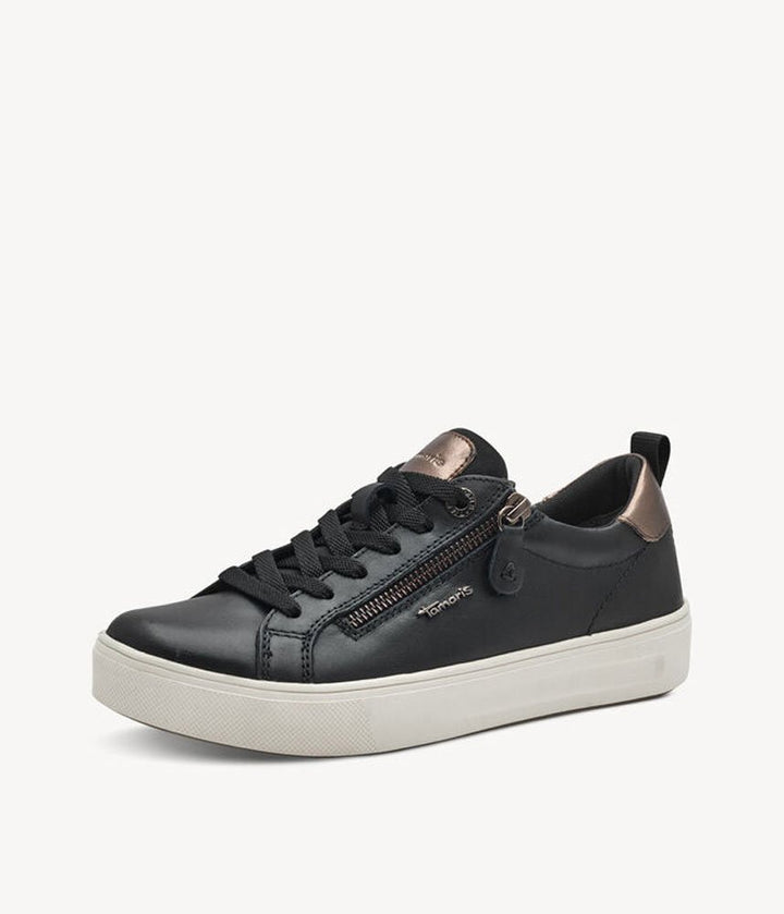 Tamaris Comfortable Black Leather Trainers