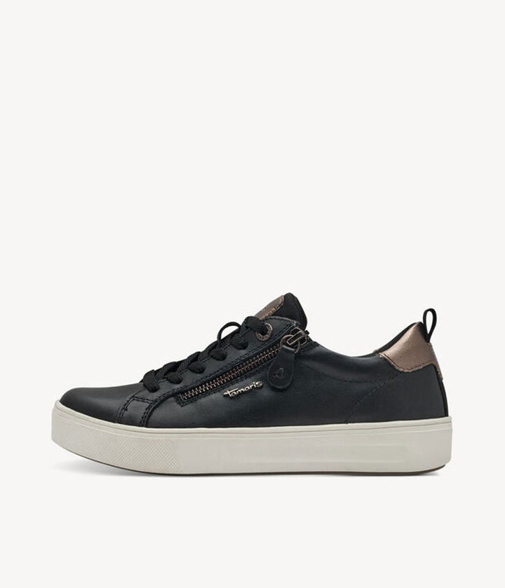 Tamaris Comfortable Black Leather Trainers