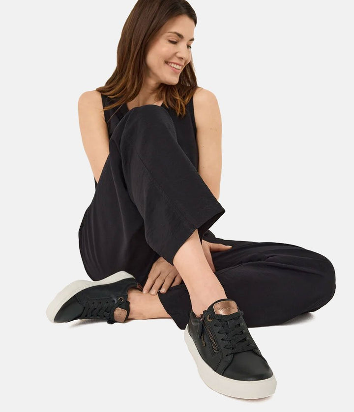 Tamaris Comfortable Black Leather Trainers