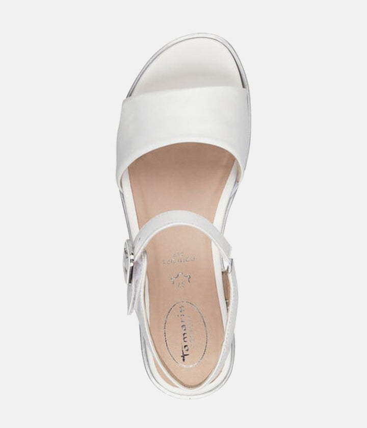Tamaris Stylish White Combi Wedge Sandals