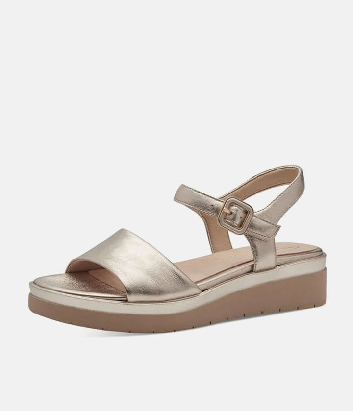 Tamaris Stylish Gold Wedge Sandals