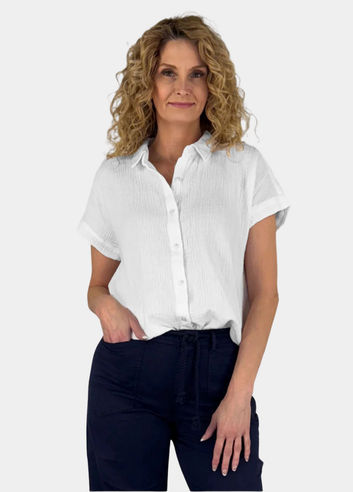 Oversized Cotton Gauze Camp Shirt