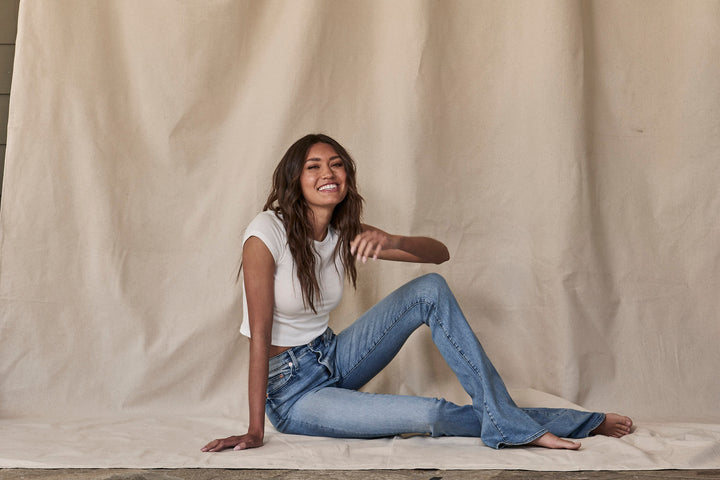 Gabrielle Mid-Rise Light Wash Flare Jeans