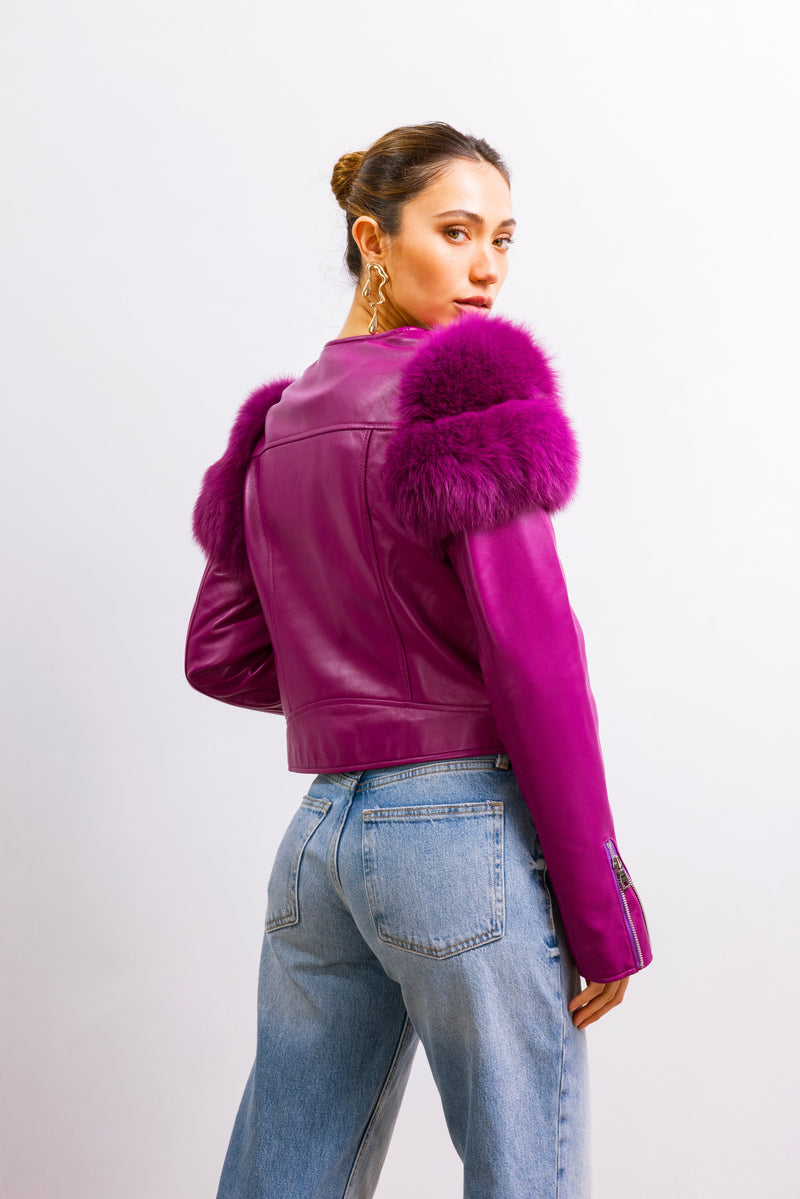 Lilac Street Leather Jacket in Purple