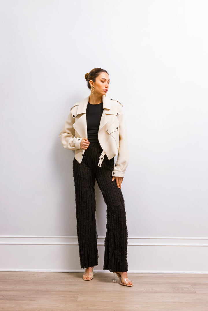 First Love Leather Jacket - Beige