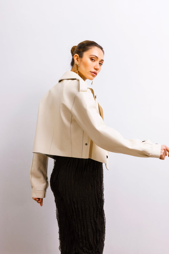 First Love Leather Jacket - Beige