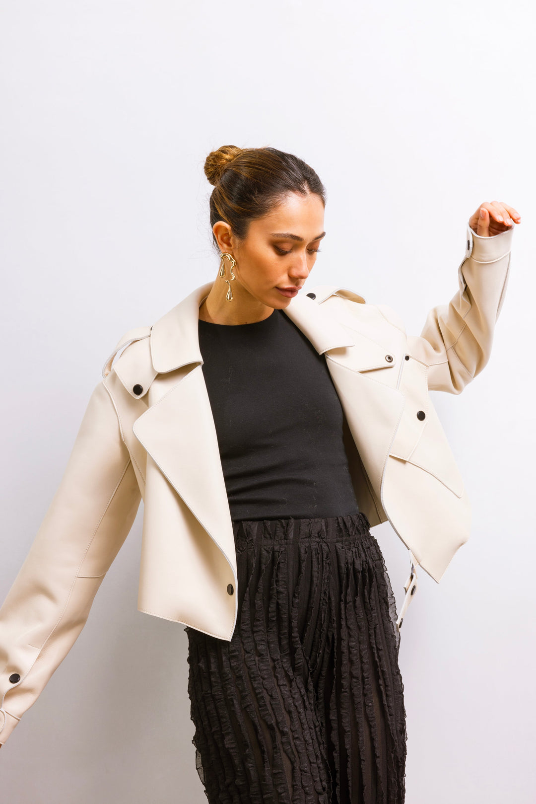 First Love Leather Jacket - Beige