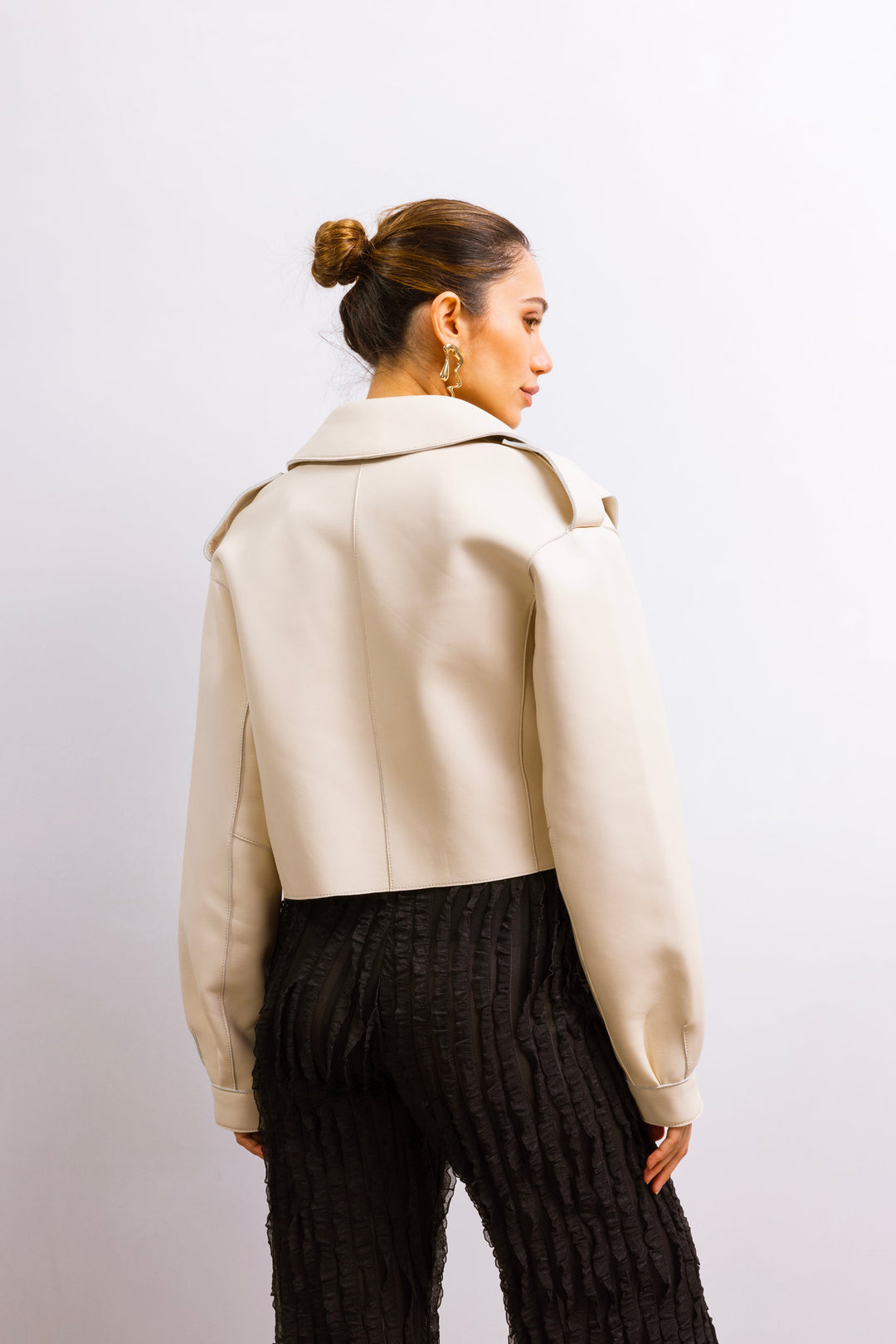 First Love Leather Jacket - Beige
