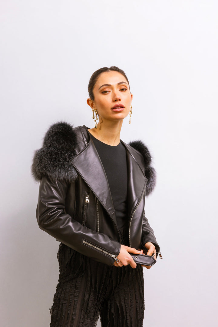 Lilac Street Leather Jacket - Black