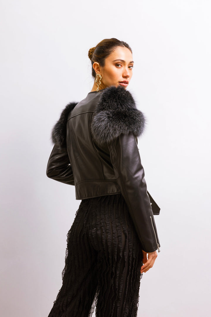 Lilac Street Leather Jacket - Black