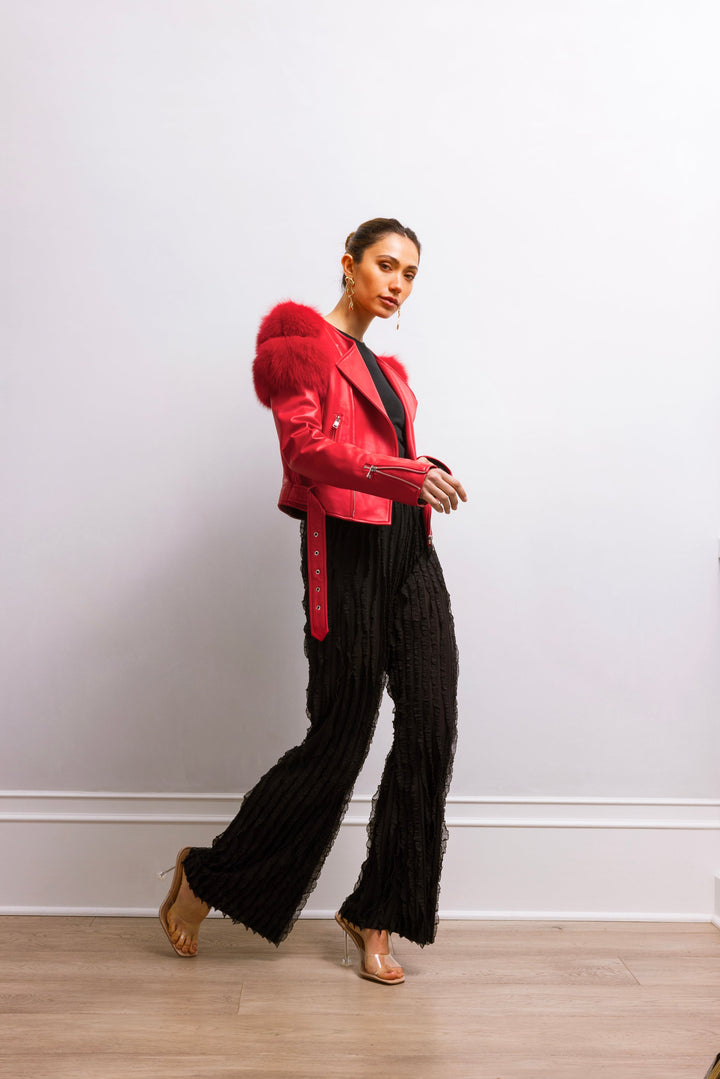 Lilac Street Leather Jacket in Red