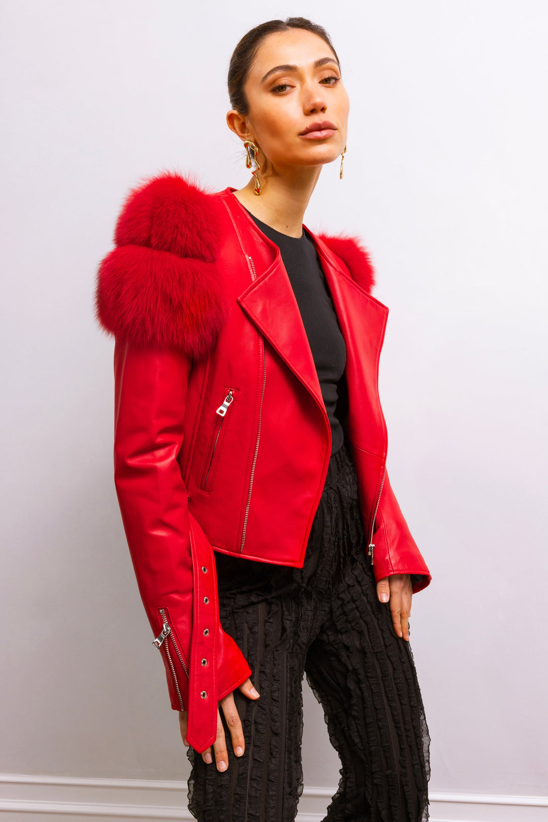 Lilac Street Leather Jacket in Red