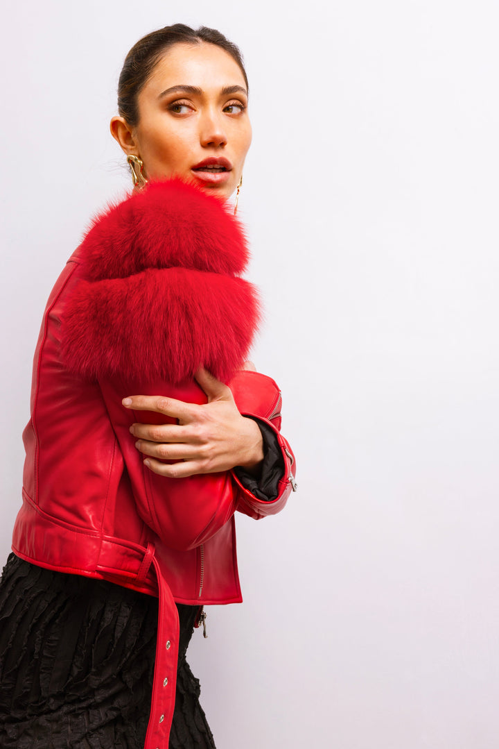 Lilac Street Leather Jacket in Red