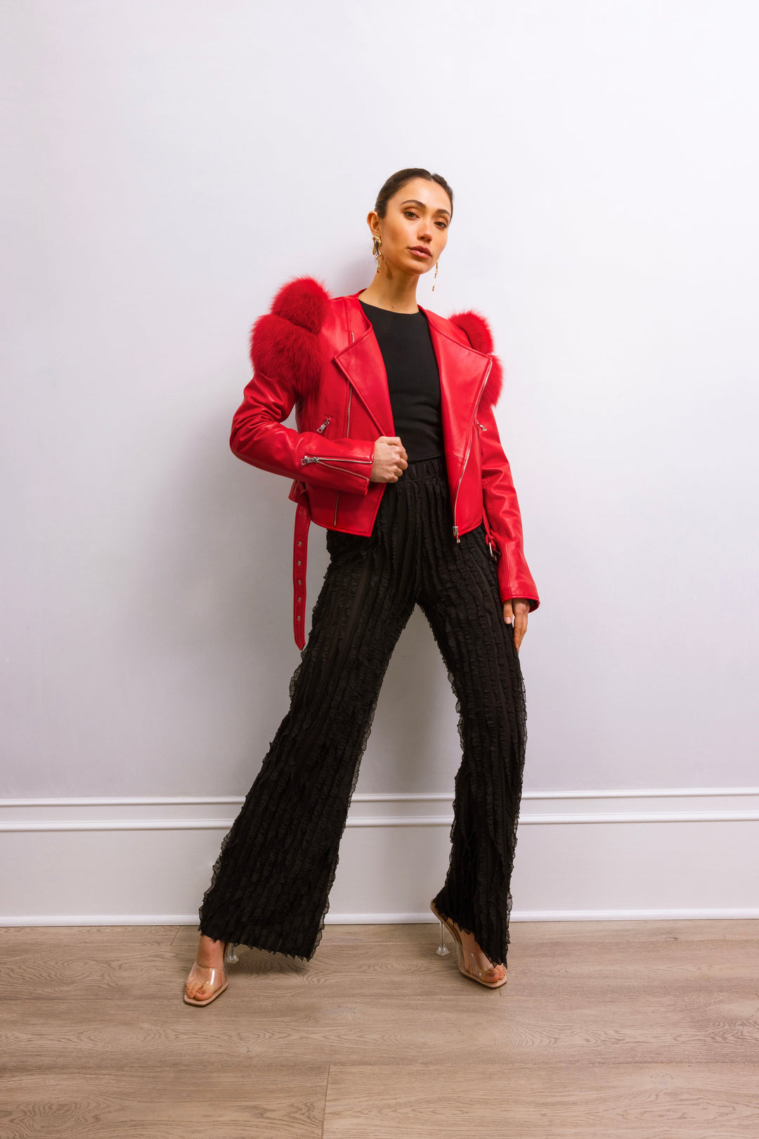 Lilac Street Leather Jacket in Red