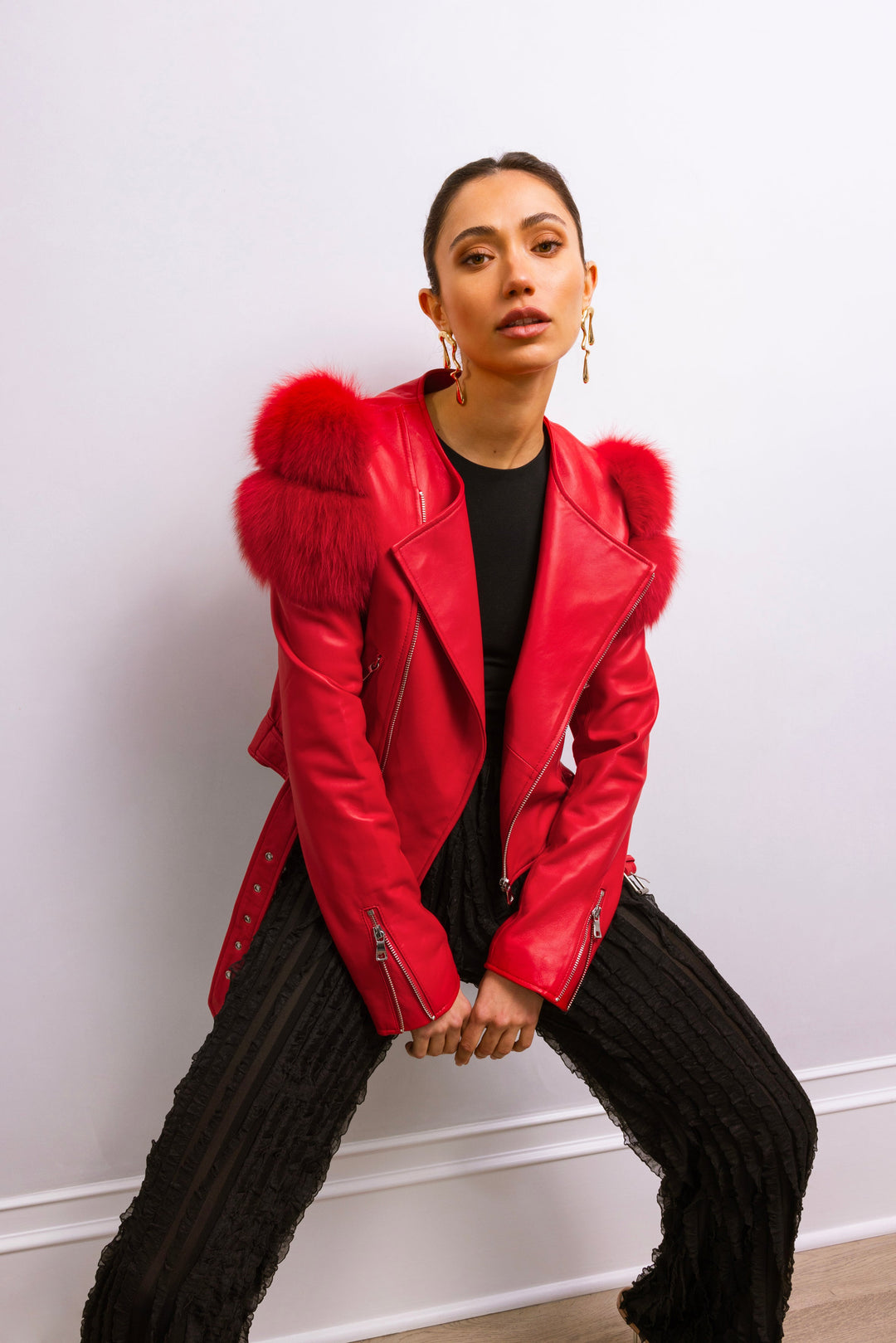 Lilac Street Leather Jacket in Red
