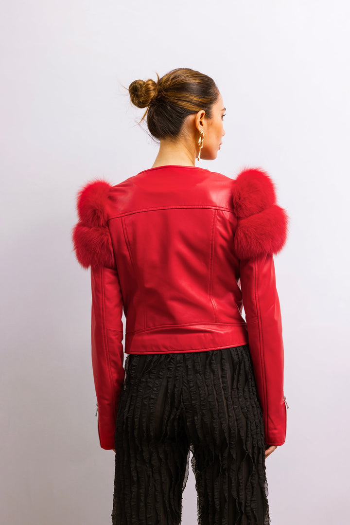 Lilac Street Leather Jacket in Red