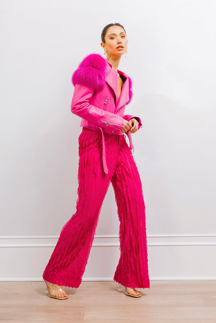 Lilac Street Leather Jacket - Pink