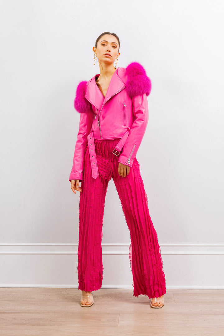 Lilac Street Leather Jacket - Pink