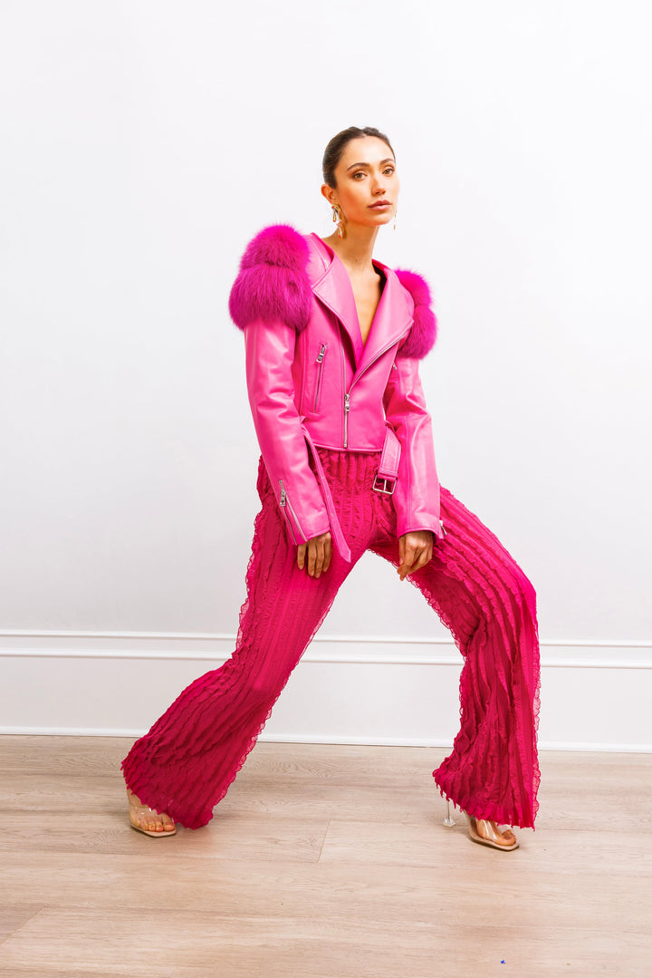 Lilac Street Leather Jacket - Pink