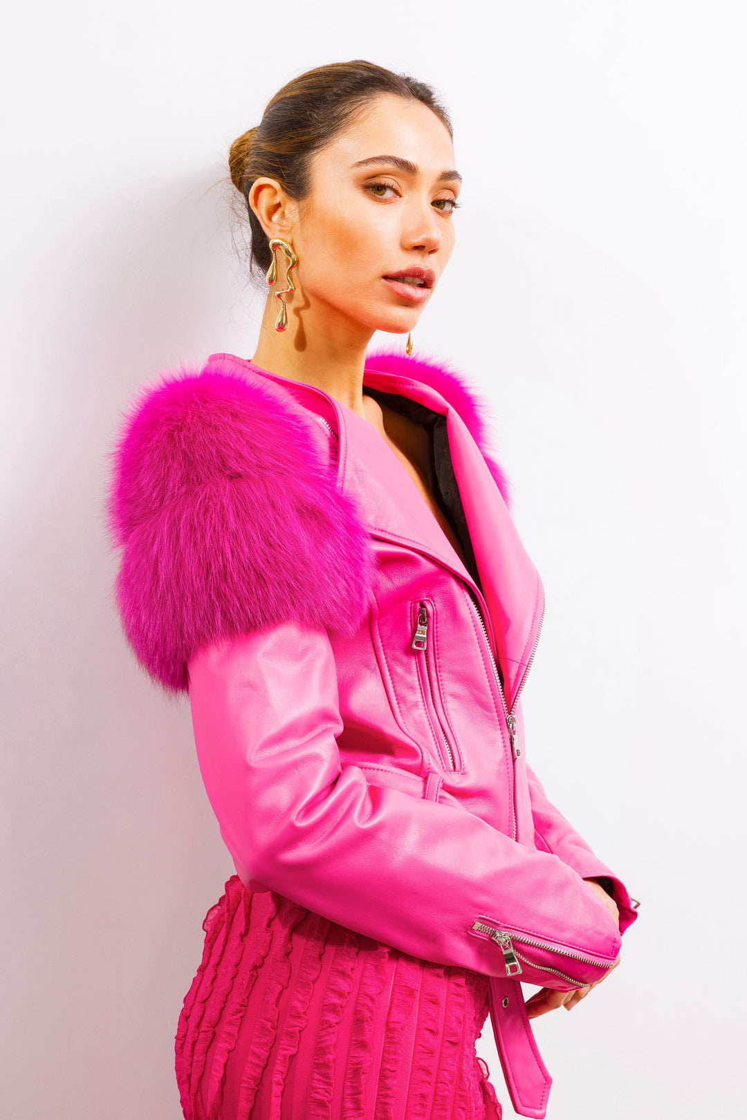 Lilac Street Leather Jacket - Pink