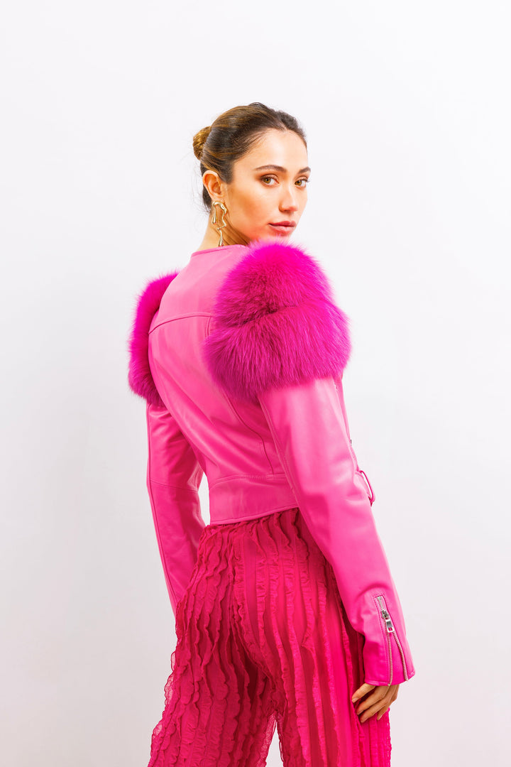Lilac Street Leather Jacket - Pink