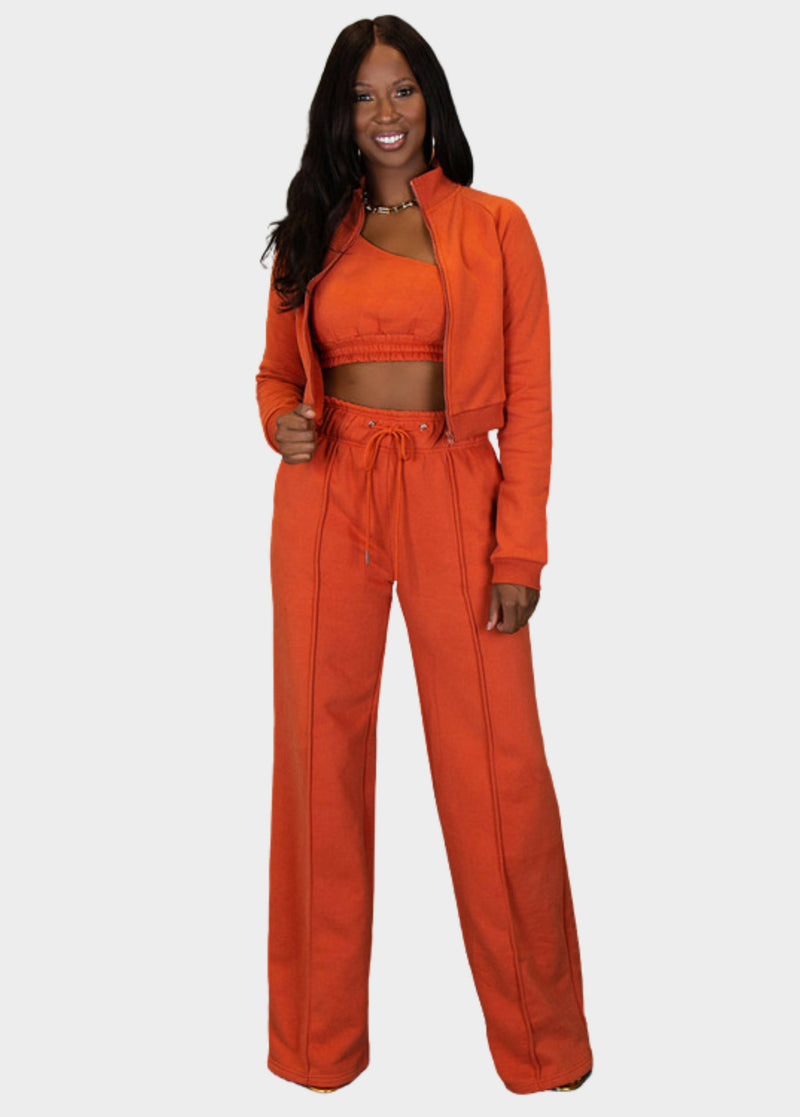 City Vibes Sweat Jacket - Burnt Orange