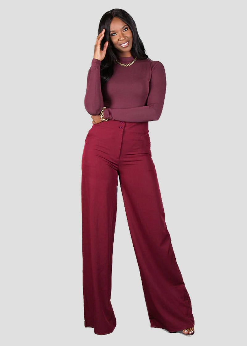 Mock Neck Bodysuit - Maroon