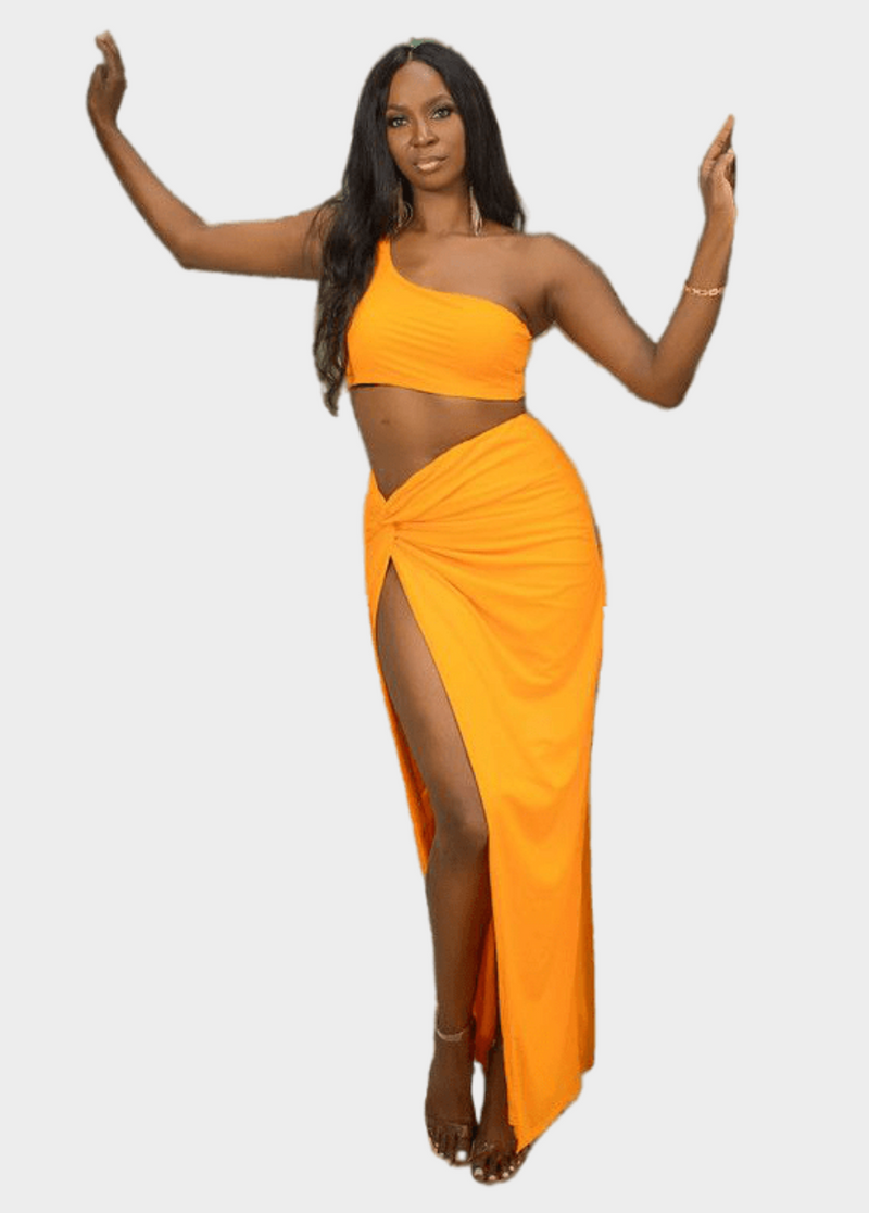 Lanai Split Skirt Set - Orange