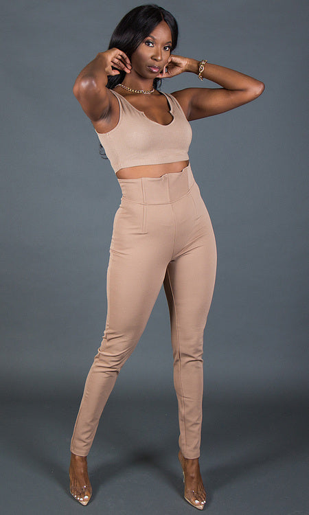 Ava Corset Pants - Tan