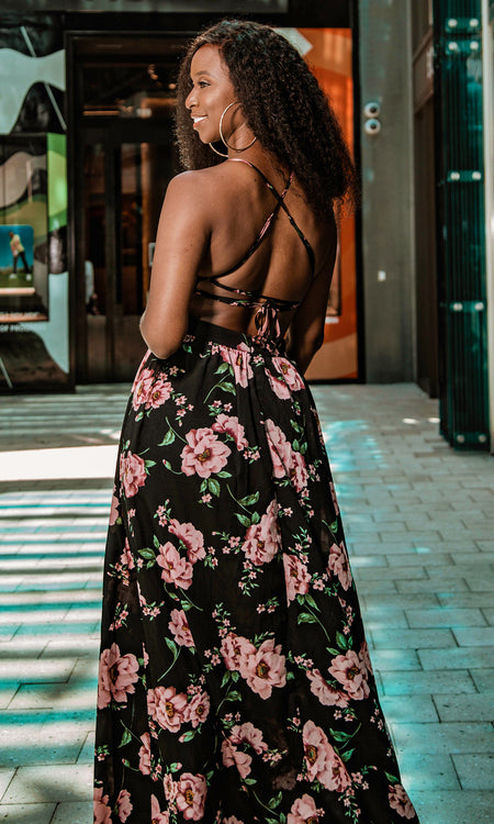 Bora Bora Maxi Dress - Black Floral