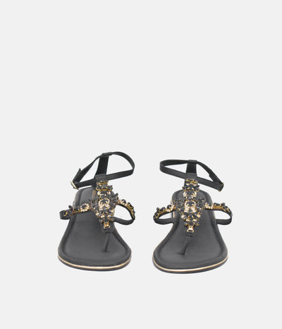 BOTTEGA Black Embellished Block Heel Sandal