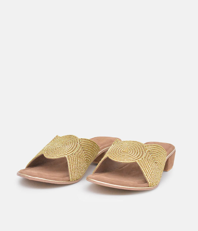 BOTTEGA Gold Crystal Embellished Slip On Sandal