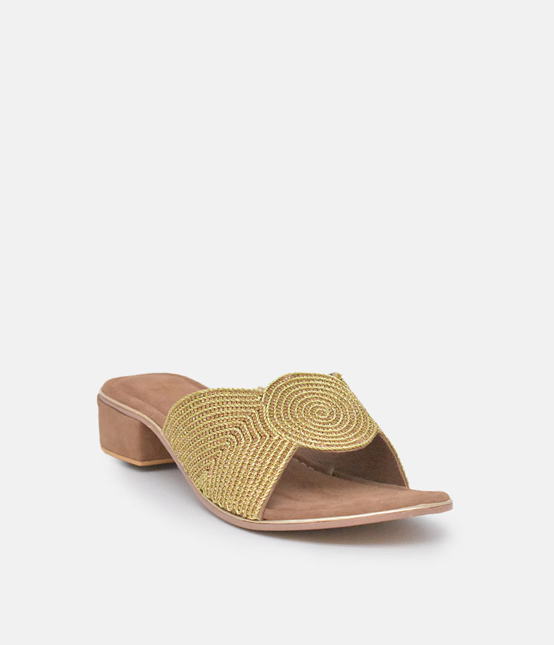 BOTTEGA Gold Crystal Embellished Slip On Sandal