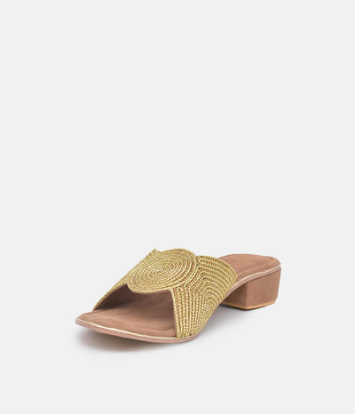 BOTTEGA Gold Crystal Embellished Slip On Sandal