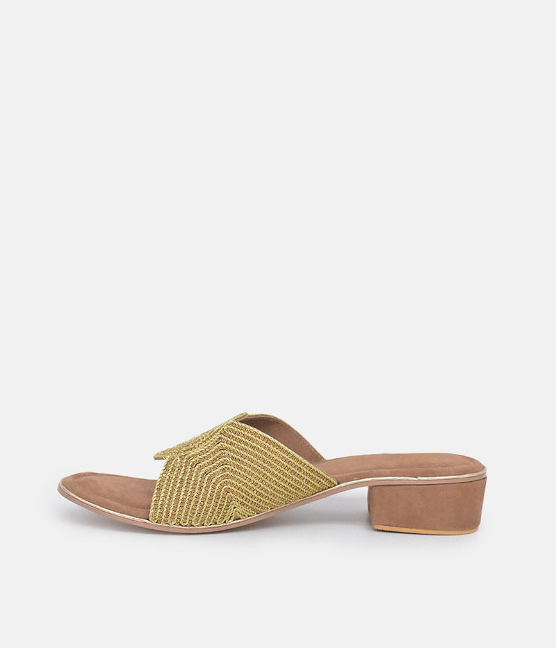 BOTTEGA Gold Crystal Embellished Slip On Sandal